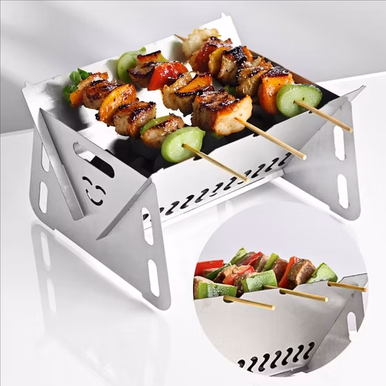 Klappbarer Grill, Holzkohlegrill, Edelstahlgrill, Pyramidengrill, Feuergrill, Lagerfeuerofen, BBQ Bl18062