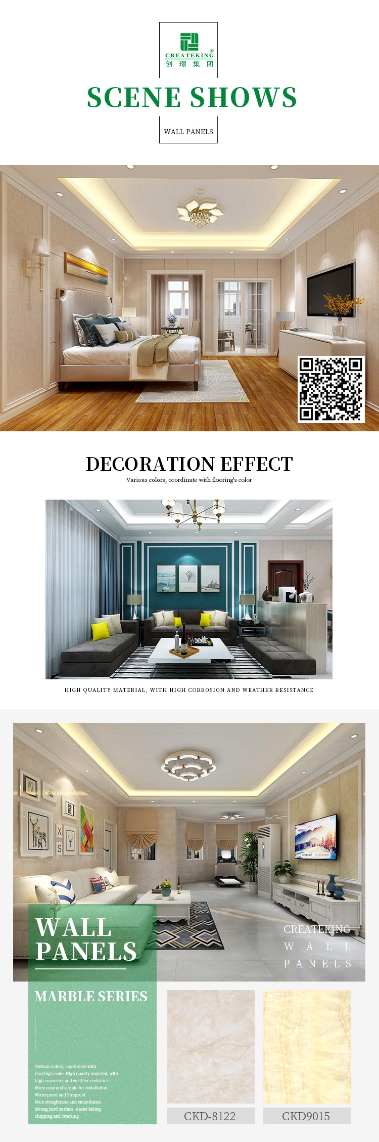 Integrated Durable Wall Panel Ceiling Factory Price Fireproof Decorate Material for Home Decoration