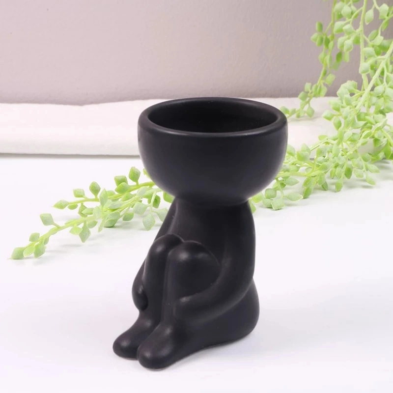 Cute Humanoid Ceramic Flowerpot Creative Crafts Decoration Nordic Portrait Personality Small Vase Home Ornaments Decoration