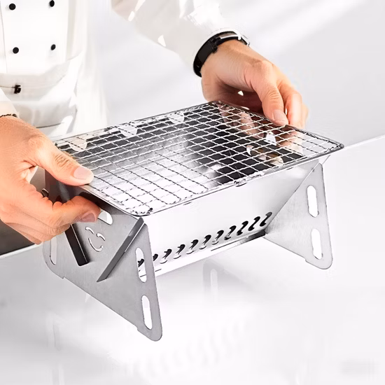 Folding Barbeque Charcoal Grill Stainless Steel Grill Pyramid Grill Fire Grill Bonfire Stove BBQ Bl18062