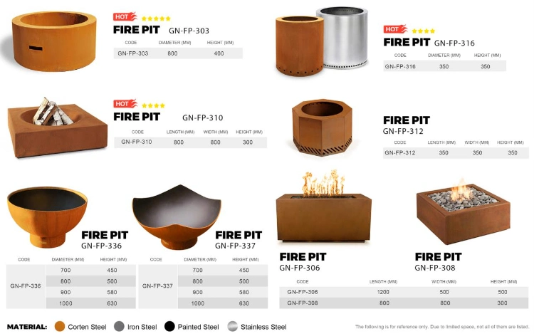 Decoration Corten Steel Propane Firepit Gn-Fp-308 Metal Gas Fire Pit