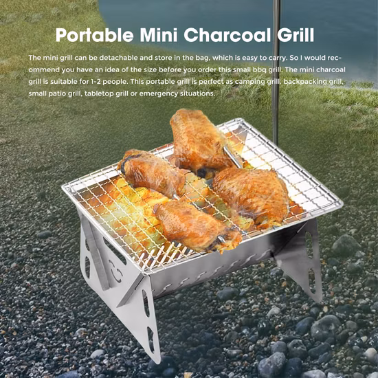 Folding Barbeque Charcoal Grill Stainless Steel Grill Pyramid Grill Fire Grill Bonfire Stove BBQ Bl18062