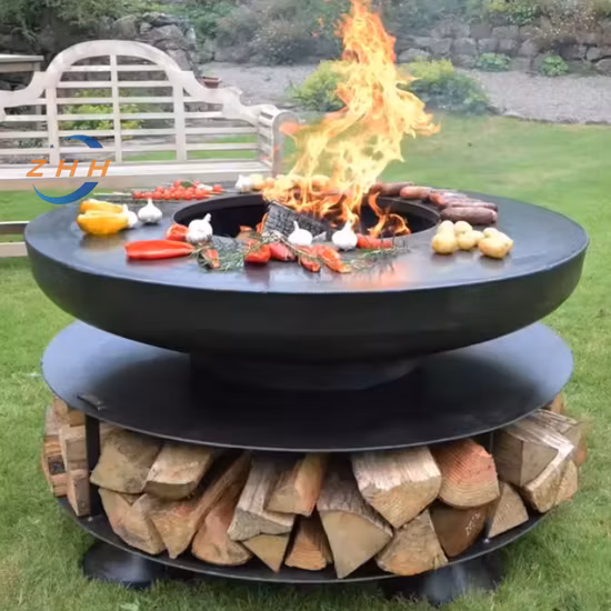 Rostiger Cortenstahl, runde Form, Gartendekoration, Heizung, Metall-Feuerstelle