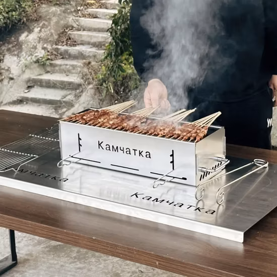 Barbecue-Herd, Haushalts-Grillgrill, Outdoor-Grillofen für mehr als 5 Personen, tragbares Holzkohle-Campinggerät